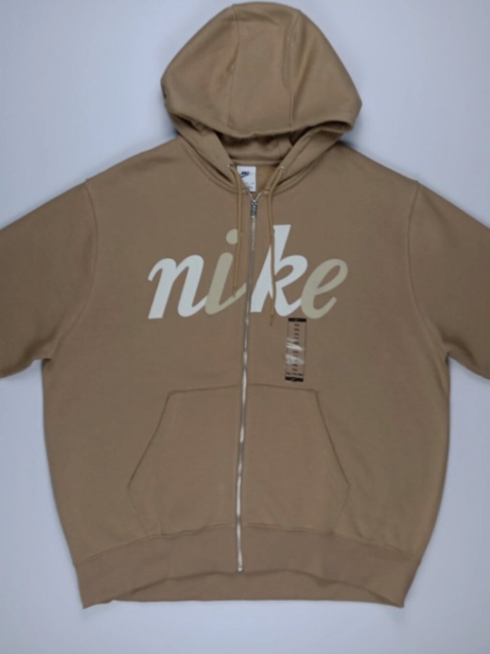 Nike Club Fleece Full Zip Hoodie IF0687-297 Men's XXL Khaki Beige Sweatshirt